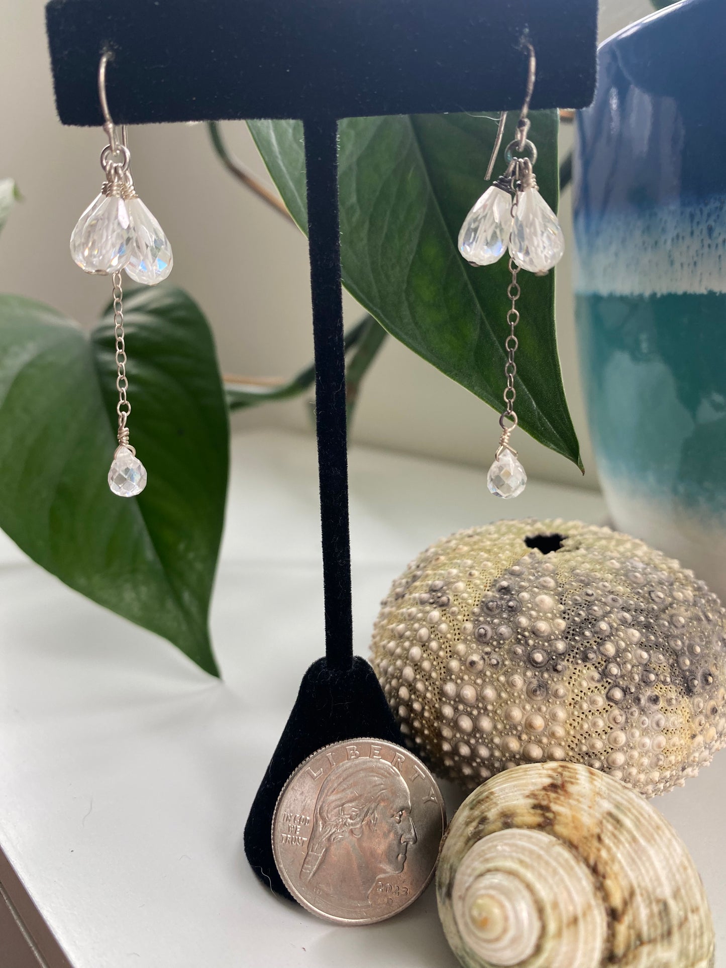 Faceted cz triplet earrings SU23-EC0001