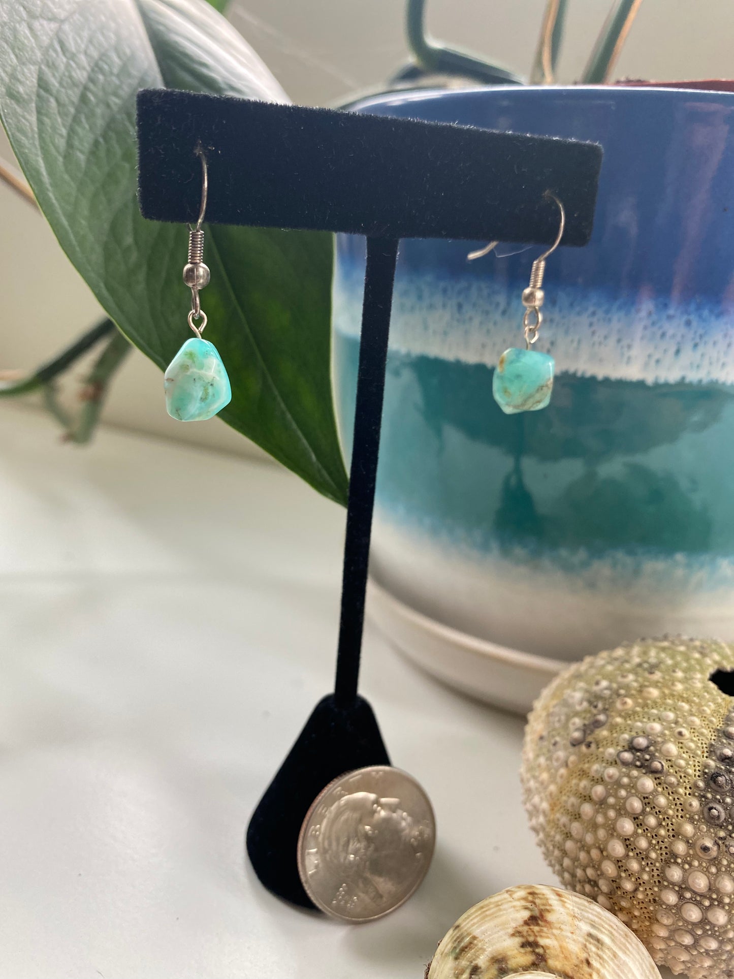 Light teal semi precious stone earrings SU23-EG0018